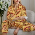 thumbnail image 6 of Pajama Sets for Women 2 Pcs, Cute Pizza Pineapple Shrimp Button Down Long Sleeve Sleepwear Lounge PJ Sets, 6 of 6