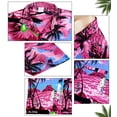 thumbnail image 4 of HAPPY BAY Men's Hawaiian Shirts Short Sleeve Button Down Shirt Mens Casual Shirts Vacation Tropical Beach Summer Party Shirts for Men Funny 4XL Evening Surf, Pink, 4 of 4