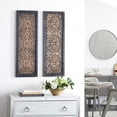 thumbnail image 3 of DecMode Brown Wood Handmade Intricately Carved Floral Wall Decor (2 Count), 3 of 15