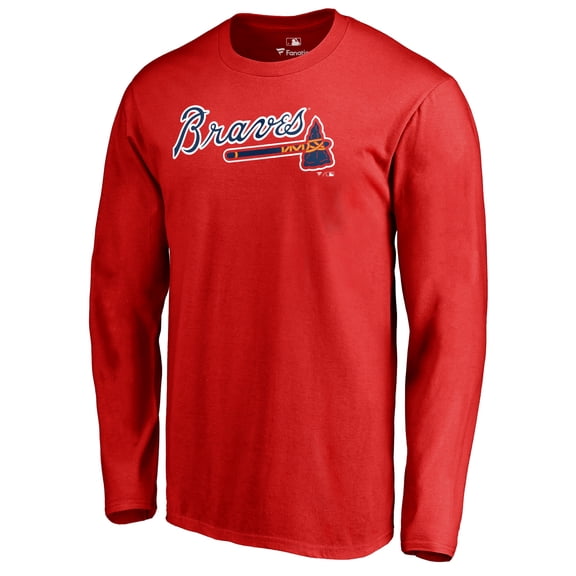 Men's Red Atlanta Braves Team Wordmark Long Sleeve T-Shirt