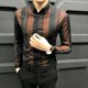 thumbnail image 5 of Camisas de hombre Camisas negras con rayas gráficas para hombre Cosas baratas con mangas cómodas Venta de moda genial 2024 Hipster con botones, 5 of 5