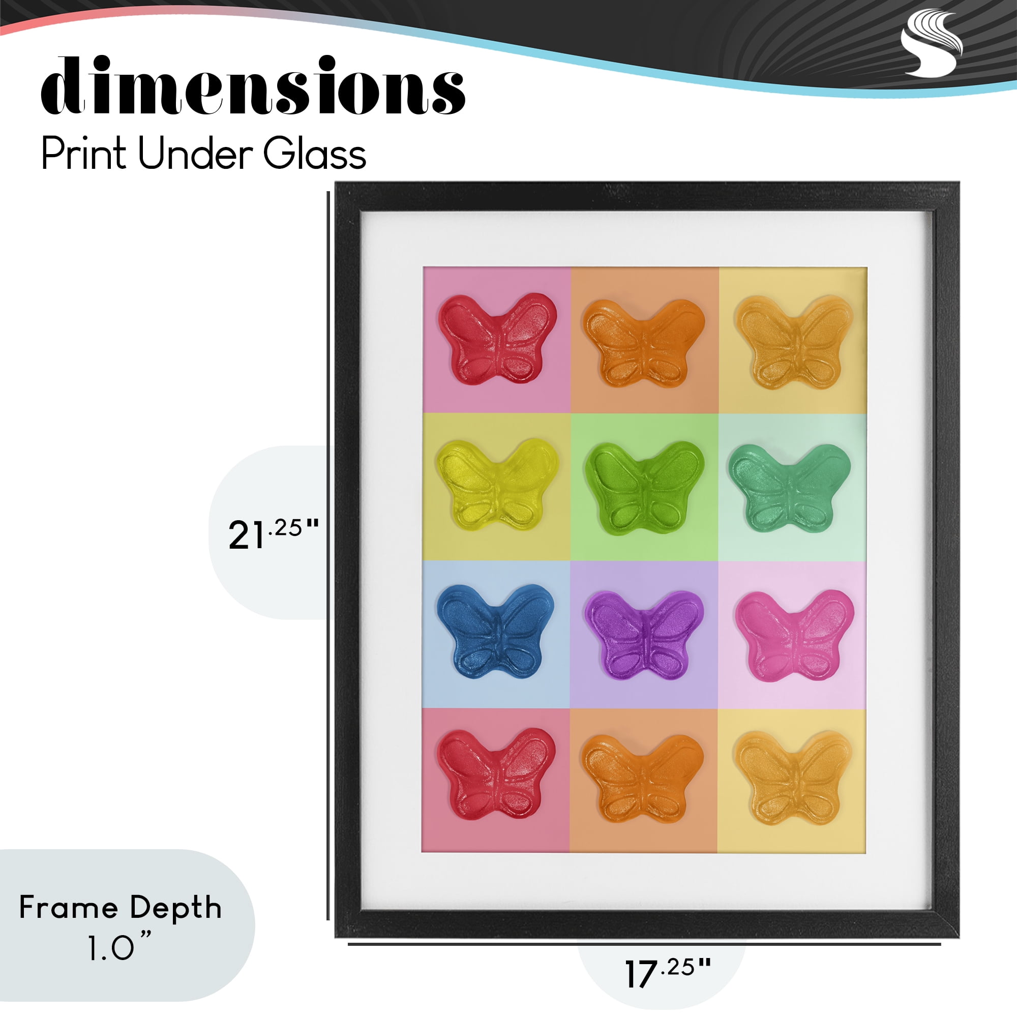 Stupell Industries Colorful Butterflies Candy Black Framed Print Under Glass, design by LISH Creative