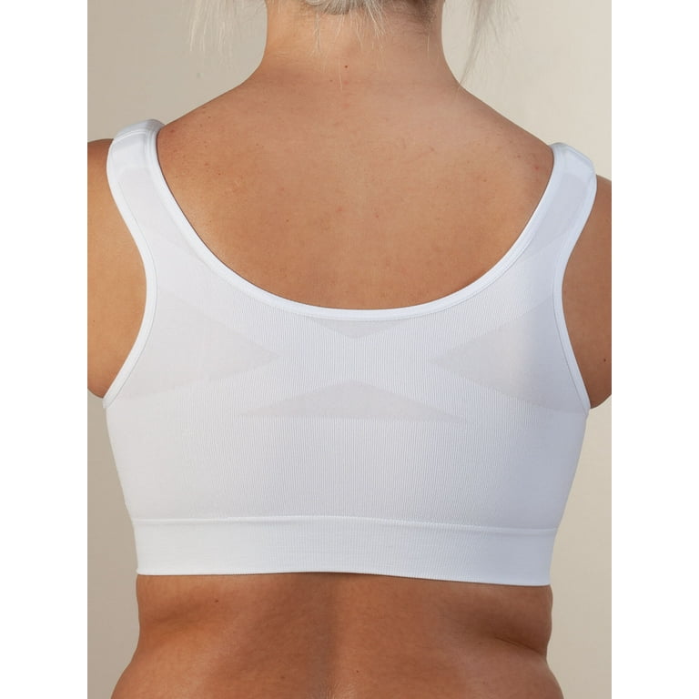 Adjustable Seamless Front Hook Comfort Bra, Front Hook Closure, Wide  Comfort Straps - Small, White