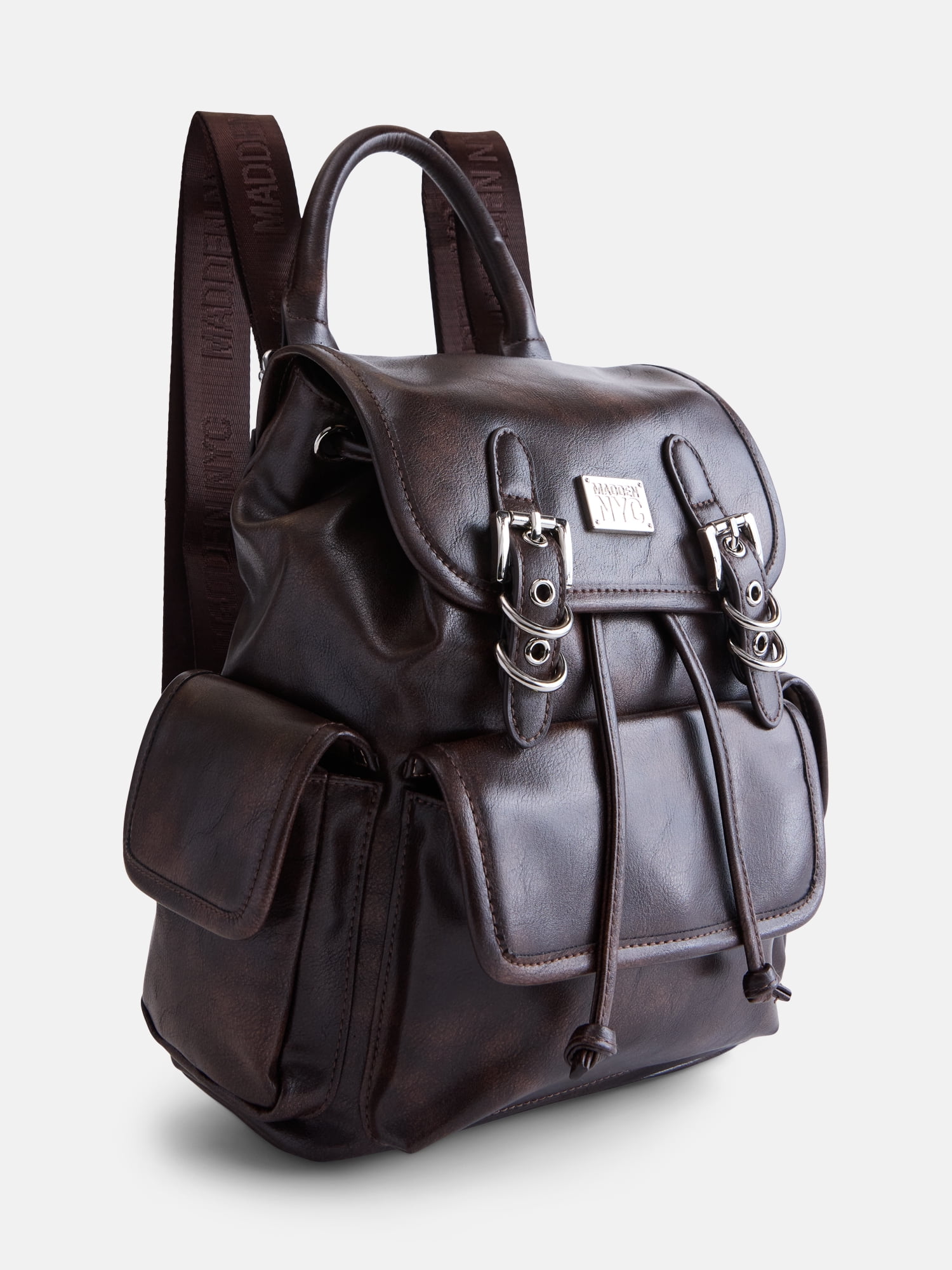 Madden NYC Women's Buckle Flap Backpack, Brown