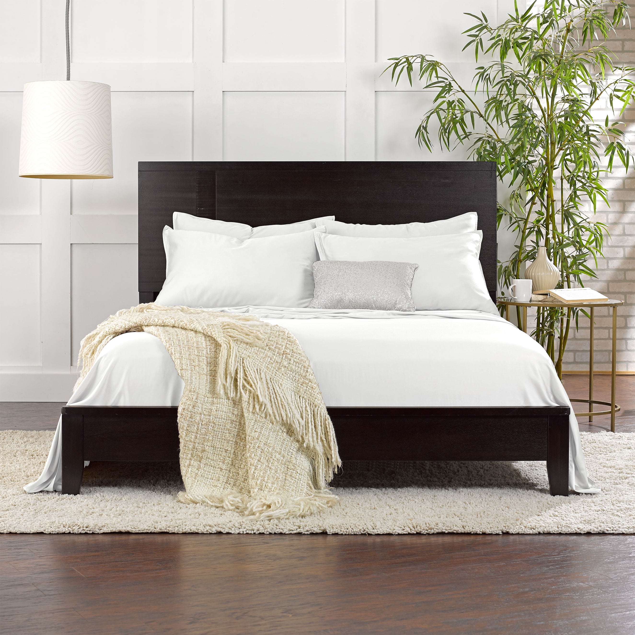 PURE BAMBOO Sheets Queen Size Bed Sheet 4 Piece Set, Genuine 100% Organic Bamboo Viscose, Luxuriously Soft & Cooling, Double Stitching, 16" Deep Pockets (Queen, White)
