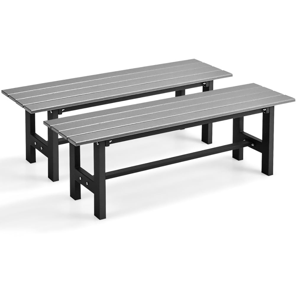 Aimee Lii 47" Outdoor Chair with Slatted Seat Plastic Coated Iron Frame, Lawn Chairs, Gray