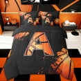 thumbnail image 3 of Homewish Cartoon Basketball Boys Twin Bedding Sets 7-Piece, Black Orange Monogrammed A Bedding Comforter Set, Modern Ball Sports Player Reversible Sheet Sets, Breathable Home Decor, 3 of 8