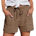 thumbnail image 5 of Shorts for Women Running Swim Athletic Solid Color Wrinkle Cloth High Waist Pocket Shorts, 5 of 7