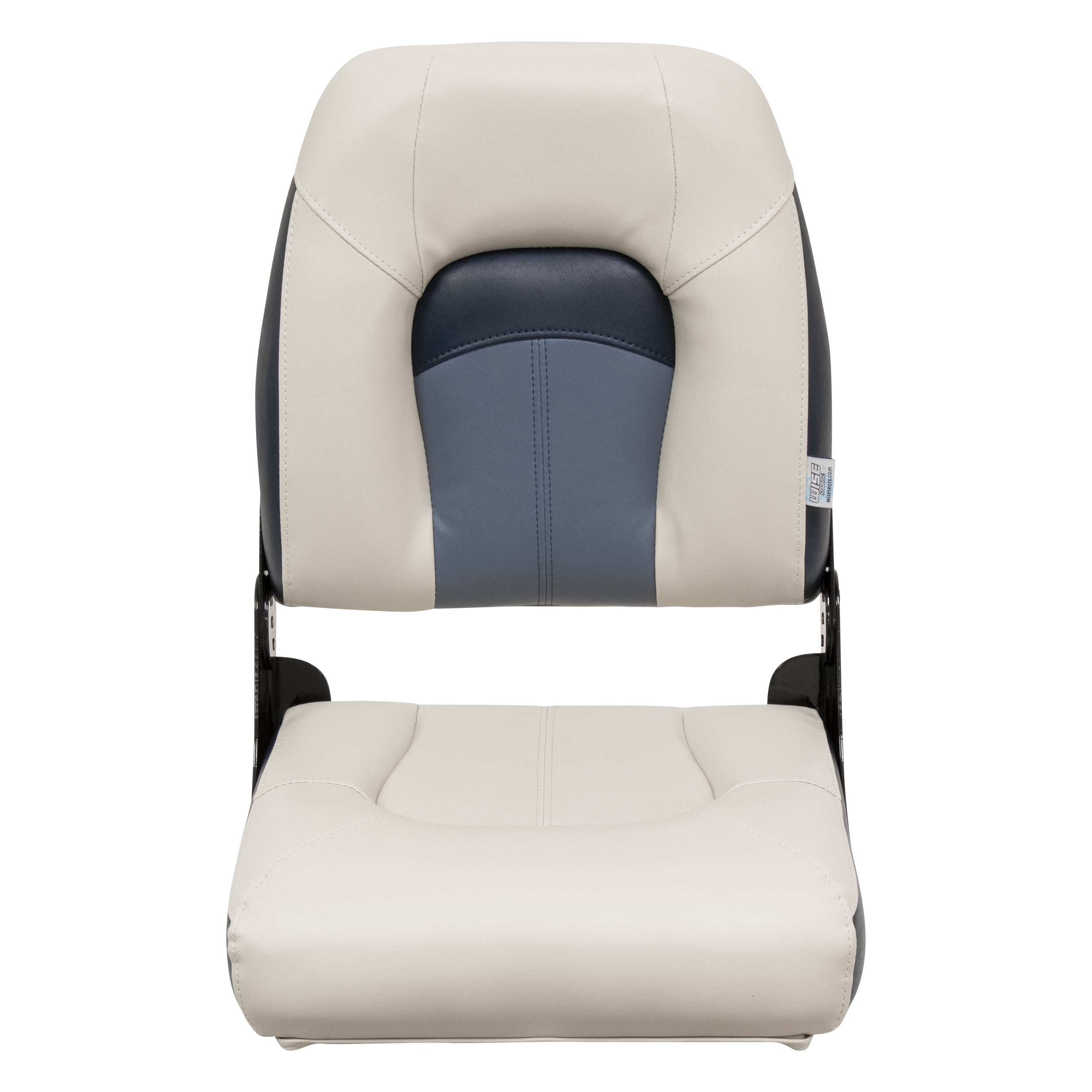 Wise BM1461-986 Premier Series Pontoon High Back Fold Down Seat, Platinum / Navy / Cobalt