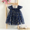 thumbnail image 5 of Lullu Girls Floral Embroidery Tulle Dress Flutter Sleeve Party Princess Dress, Sizes 1-6, 5 of 5
