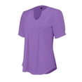 thumbnail image 6 of Purple Womens Summer Tops Womens V Neck Tops Puff Short Sleeve T Shirt Pleated Floral Printed Tunic Blouse Shirts Shirts for Women, 6 of 6