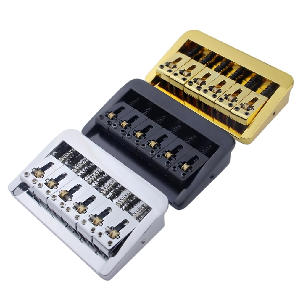 MOMOJIA Guitar Bridge with Copper Fixed Saddles and Zinc Block Replacement Part For Electric Guitar 10.5mm String Spacing