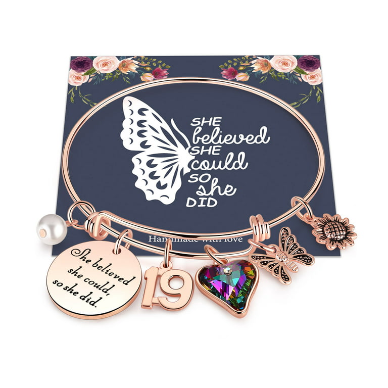 AUNOOL Birthday Gifts for 19 Year Old Girl 19th Birthday Gifts Charm  Bracelets for Teen Girls Daughter 19th Birthday Gifts for Girls 