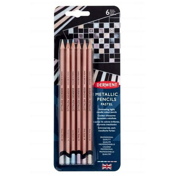 Derwent Professional Metallic Colored Pencils- Pastel Colors, Set of 6
