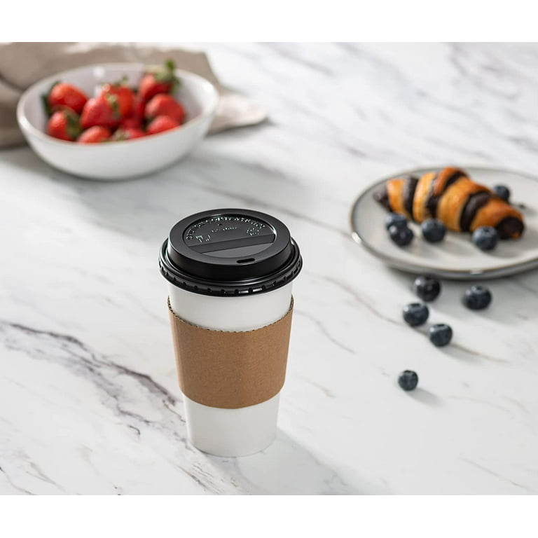 Comfy Package 16 Oz Paper Cups Disposable Coffee Cups with Lids & Coffee  Sleeves, 50 Sets