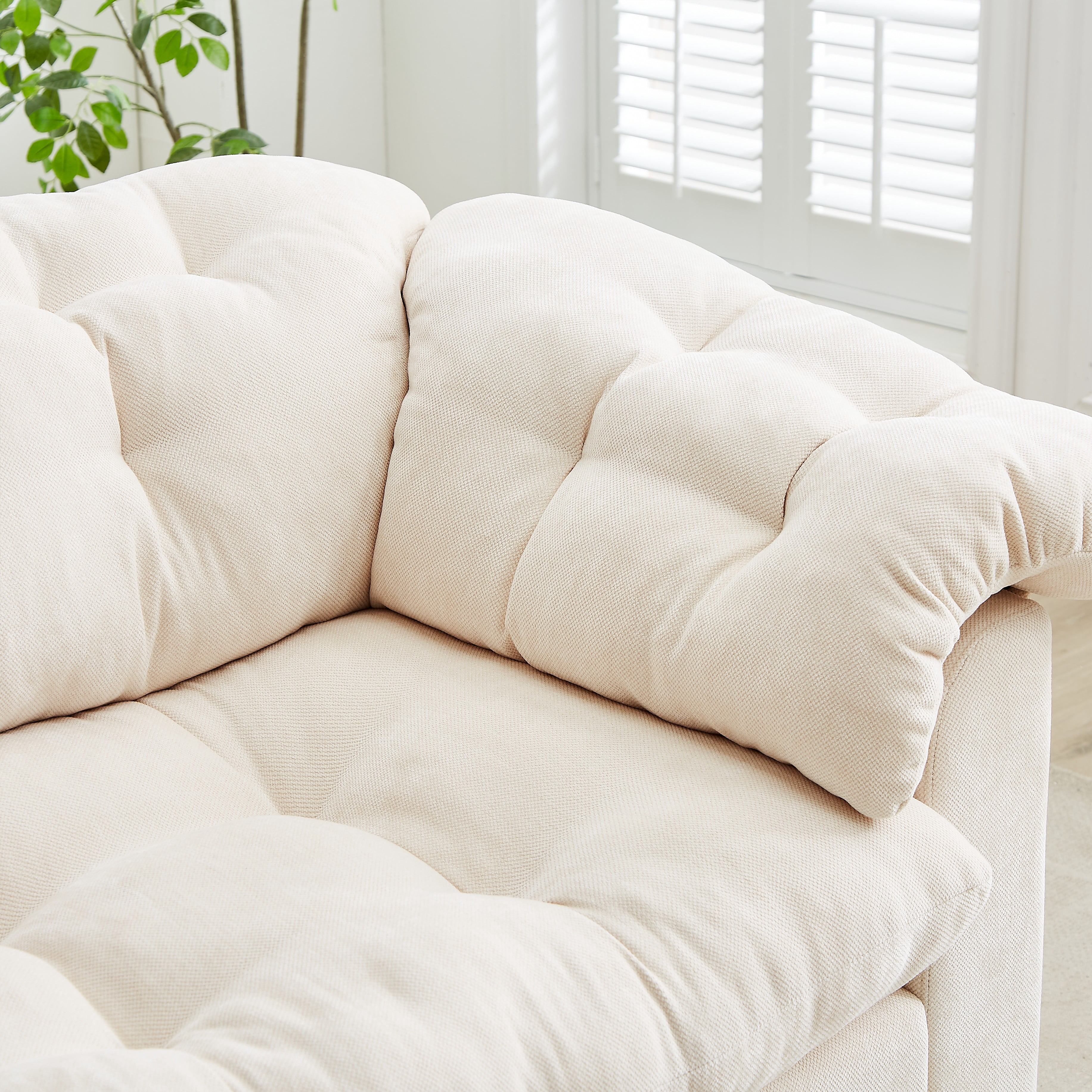 Eyisean 94.8" Chenille Oversized Tufted Loveseat Sofa, Comfy Fluffy Upholstered Cloud Couch with Armrest Pillows, Modern Deep Seat Sectional Couches for Living Room, Bedroom, Apartment