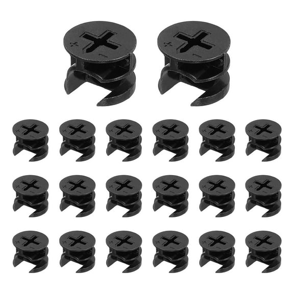 Furniture Cam Lock Fasteners 15 x 12mm, 20Pack Cam Lock Nut Connectors Fittings, Joint Connector Locking Nuts, Black