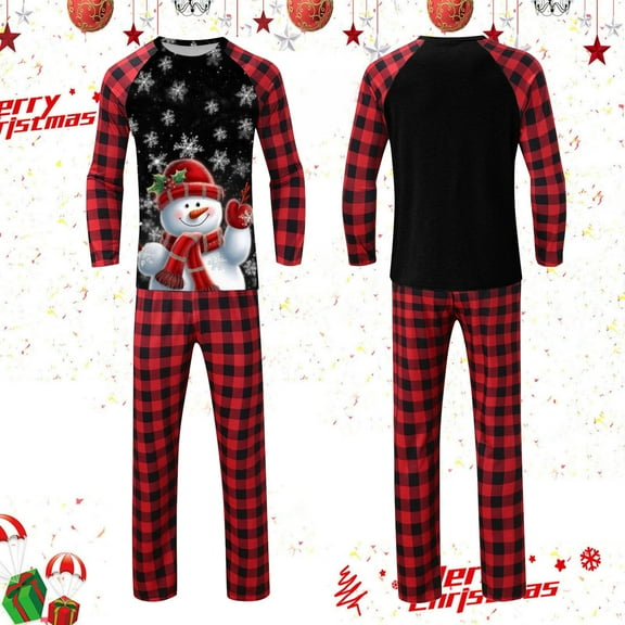 Christmas Family Matching Pajamas Sets Shirts & Pants Printed Holiday Xmas 2 Pcs Pjs for Dad (Black for Dad L)