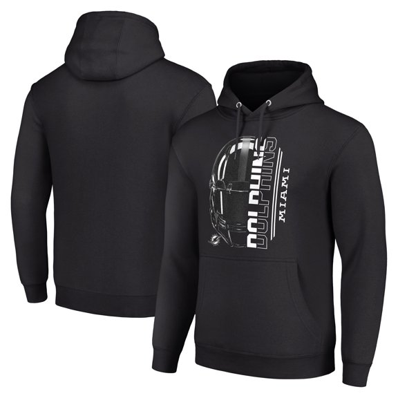 Unisex Starter Black Miami Dolphins Half Helmet Logo Pullover Hoodie