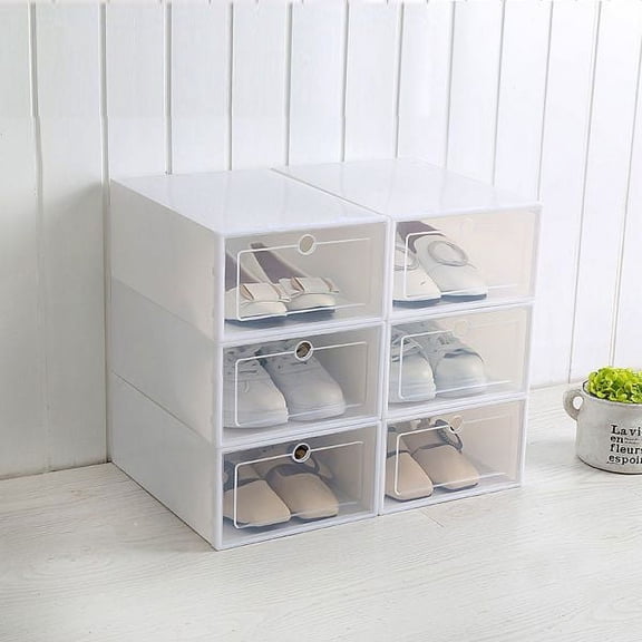 1PC Stackable Shoe Storage Organizer Plastic with Lid, Clear Shoe Boxes Drop Front , Shoe Containers Bins for Men's Sneaker Women's High Heels  Easy to Assemble