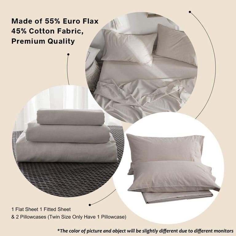 Simple&Opulence Belgian Linen Sheet Set - 4 Piece Full Size, Breathable Flax Blend Bedding