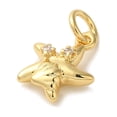 thumbnail image 2 of 10pcs Rack Plating Brass Micro Pave Cubic Zirconia Pendants golden Long-Lasting Cadmium Free & Lead Free Starfish 11x9.5x3mm Hole: 3mm, 2 of 3