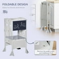 thumbnail image 4 of Qaba Kids Kitchen Helper Foldable Step Stool Toddler Kitchen Stool with Blackboard Lockable Handrail for 3-6 Years old Grey, 4 of 9