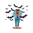 thumbnail image 2 of Camisetas para mujer, de verano, casual, manga corta, cuello redondo, con estampado, color blanco negro, blusaGeometric Bat and Headless Man Graphic T-Shirt for Women - Casual Polyester Knit Fabric,, 2 of 6