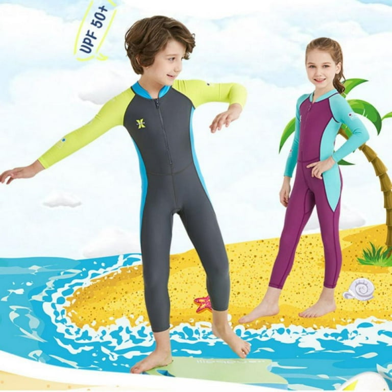 Full Body Wetsuit Kids Thermal Swimsuit One-Piece Long Sleeves Child Diving  Suits UV Protection Swimwear For Surfing Snorkeling Swimming