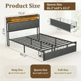 thumbnail image 5 of Furnibear LED Queen Bed Frame with Upholstered Storage Headboard and Drawers, LED Platform Bed with Charging Station, No Box Spring Needed, 5 of 10