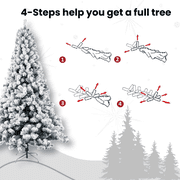 Ktaxon 6ft Pre-Lit Christmas Tree, Snow Flocked Xmas Tree Pine Tree with 550 LED Lights, Christmas Holiday Decor