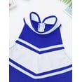 thumbnail image 5 of YONGHS Girls Cheer Leader Uniform Halloween Party Cheerleading Crop Top with Skirt Pompoms Royal Blue 16, 5 of 7