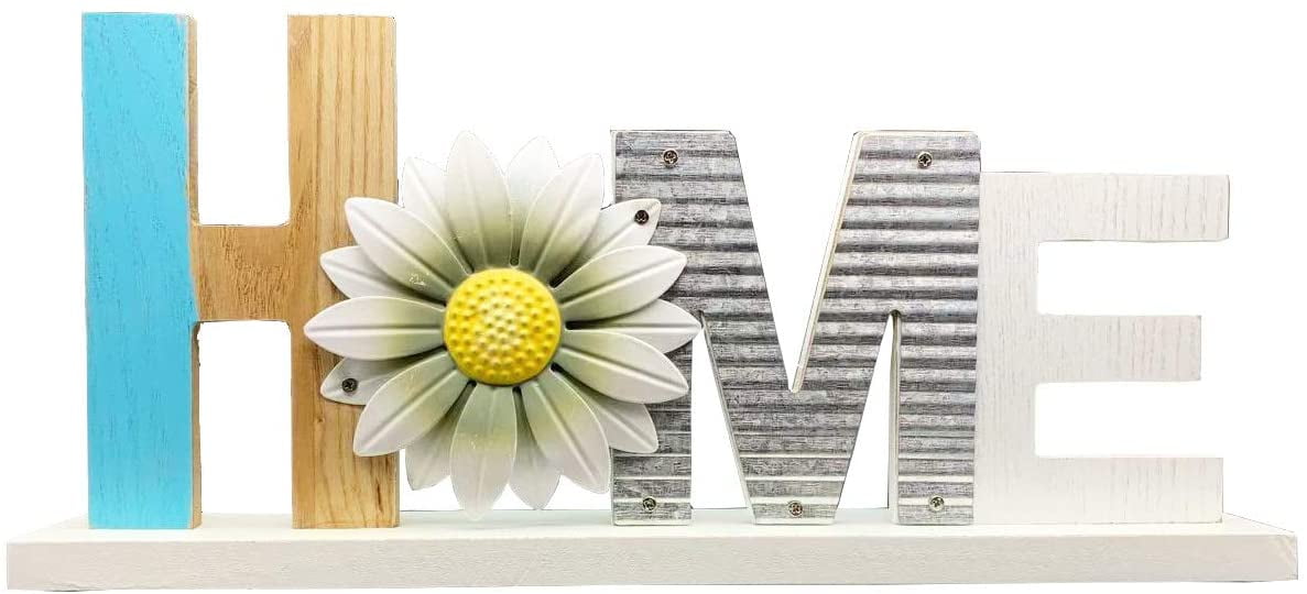 Wood Dasiy Home Table Stand Sign Wood Kitchen Table Decor, Rustic