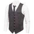 thumbnail image 1 of GFDYREE Men's Slim Fit Herringbone Tweed Suits Vest Premium Wool Blend Waistcoat, 1 of 7