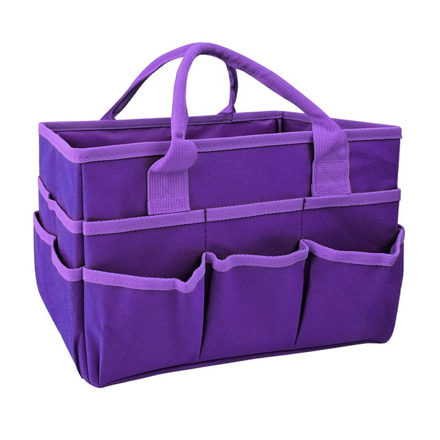 Organizador de bolsa con asa para profesor, organización de bolsa de mano para manualidades, arte, papel, libros, escuela, costura, viajes con asas (púrpura)