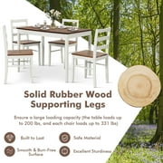 Costway 5-Piece Dining Set Solid Wood Kitchen Furniture with Rectangular Table & 4 Chairs