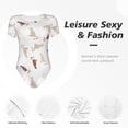 thumbnail image 6 of Daiia Leopard Print print Women's Crew Neck Short Sleeve Bodysuit Fashion Tops Fit Casual Basic Extender Bodysuit-Medium, 6 of 9