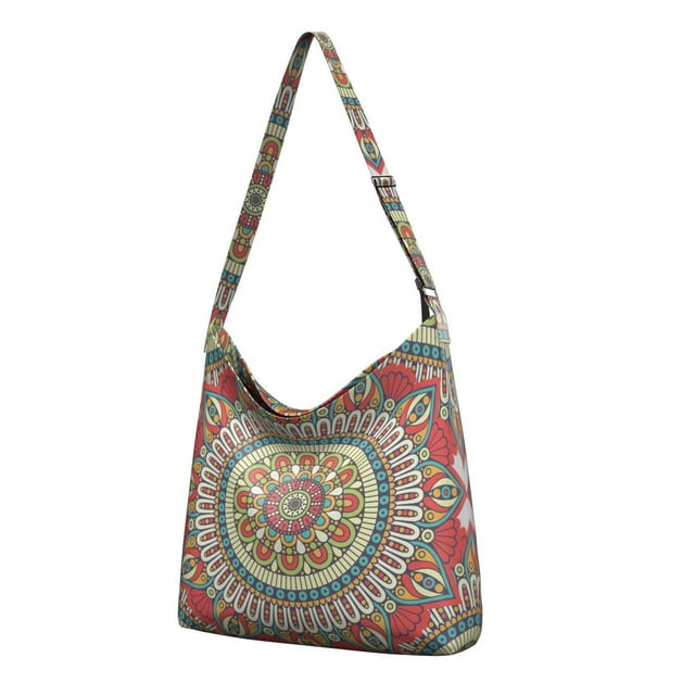 Sac Bandoulière Mandala Culturel Exotique avec Sangle Réglable Minimaliste pour Femmes