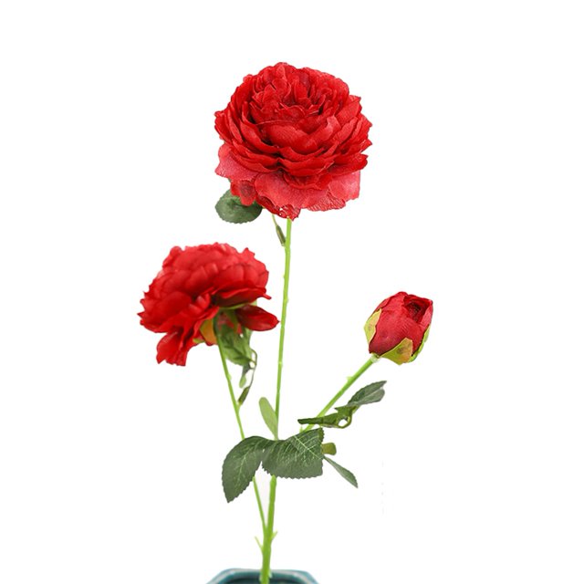 Ramo de flores de simulación de ranúnculos y rosas artificiales para decoración del hogar (rojo)