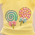 thumbnail image 5 of XXWXYD Toddler Girls Lollipop Floral 2-Piece Summer Outfit Short Sleeve T-Shirt & Elastic Waist Shorts Casual Cotton Play Clothes Set, 5 of 8