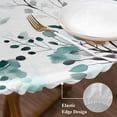 thumbnail image 4 of Vintage Teal Round Fitted Table Cover Brown Wildflowers Leaves Abstract Botanical Waterproof Table Cloth with Elastic Edge Wipeable Tablecloth for Picnic Camping Party Fits 45"-54" Diameter, 4 of 8