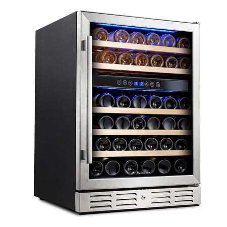 Kalamera 24  46-bottle Wine Cooler Refrigerator Built-in Dual Zone  Stainless Steel Door & Handle