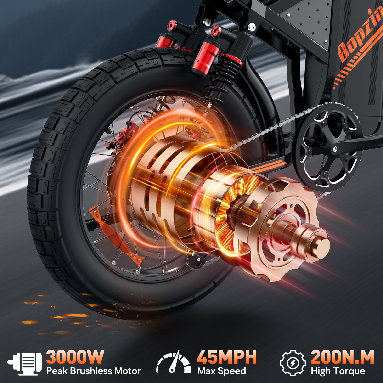 Peak 3000W Electric Dirt Bike for Adults,60V 35AH Max 37-68Miles & 45 MPH Ebike,20’’ Fat Tire 7 Speed Off -Road Mountain Bike UL2849