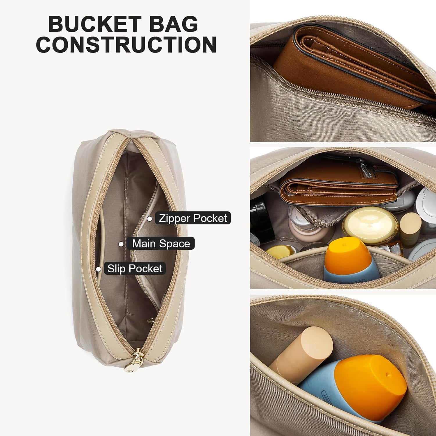 Bucket Bag Leather Shoulder Purses for Women Trendy Adjustable Strap