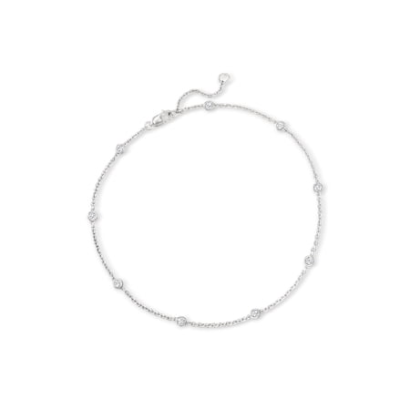 Ross-Simons 0.50 ct. t.w. Diamond Station Anklet in Sterling Silver, Women's, Adult