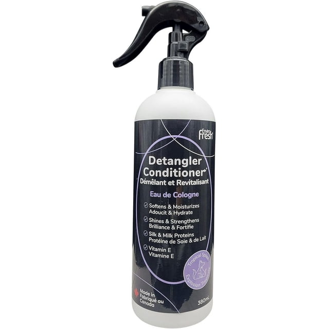 Dog Hair Detangler Conditioner by EnviroFresh (380 mL) Shine & Stengthens, All Natural, Leave-in Conditioner,Coat Detangler, Matted Dog Hair, Fresh Scent