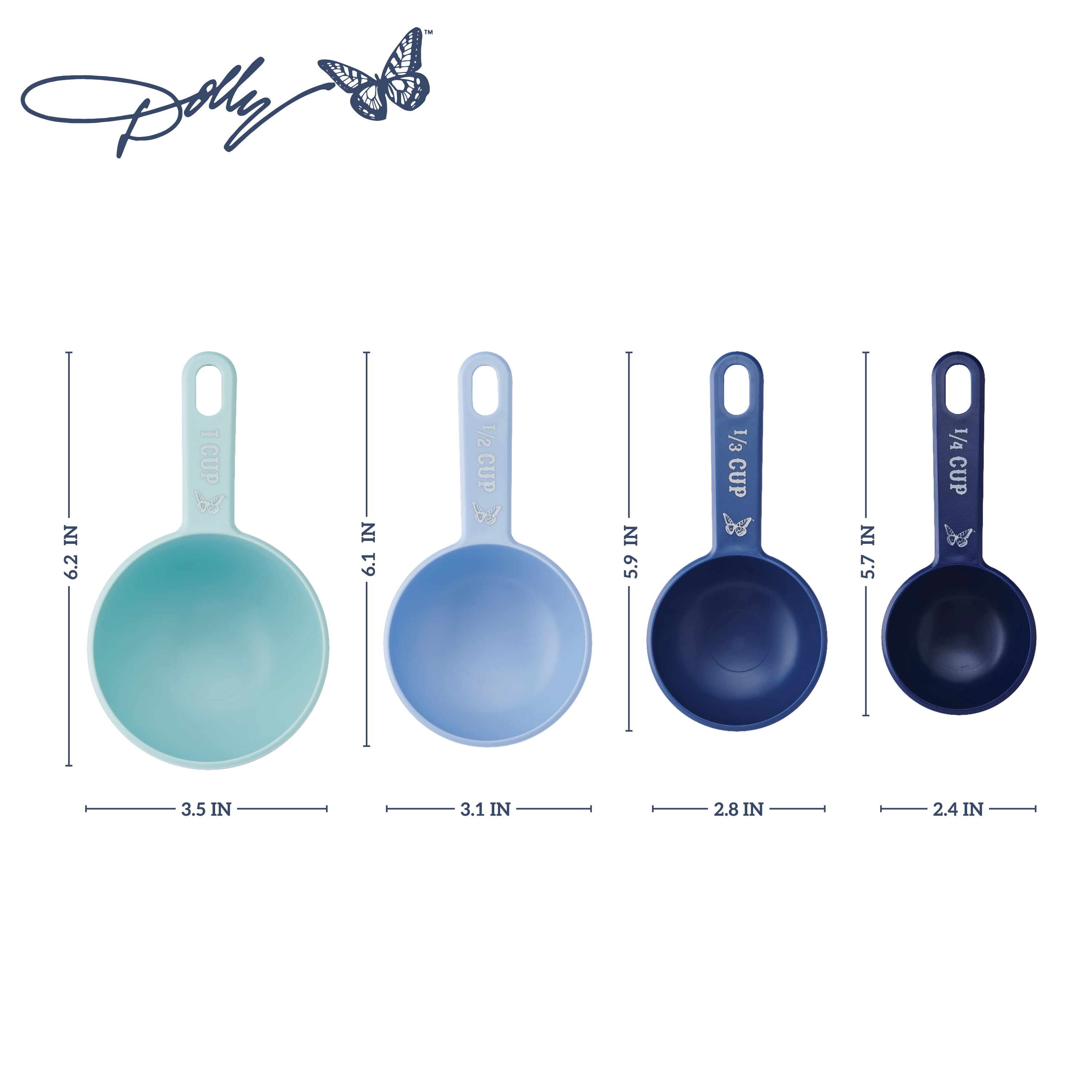 Dolly Parton 4-Piece Nesting Measuring Cups, Blue