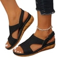 thumbnail image 2 of IEMIEMIEM Women's Perforated Leather Sandals Summer Comfortable Leaf Cut-Out Design Adjustable Strap Cushioned Wedge Heel Casual Sandals Walking Shoes Black 10 Wide, 2 of 9