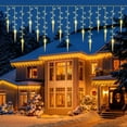 thumbnail image 2 of DONGPAI Christmas Icicle Lights, 11.5Ft 96 LED 8 Modes Icicle String Lights with 16 Drops Window Curtain Fairy Lights Outdoor Indoor for Christmas Wedding Holiday Decor, 2 of 8