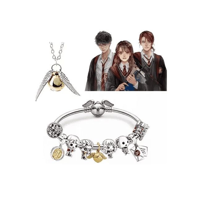 Pulsera Plata Para Harry Potter Regalos+collares 2ps Mujeres Xtellar plateado